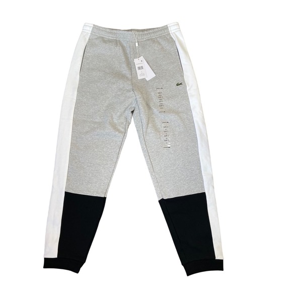 Lacoste Other - Lacoste Mens Colorblock Jogger Sweatpants Grey Black White XH1300 Size L NEW